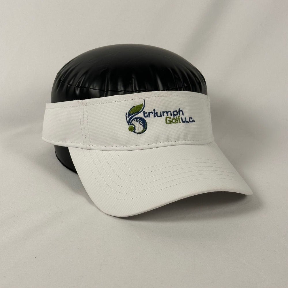 Triumph Golf Visor Mens OSFA White Embroidered Ouray Sportswear Adjustable Strap
